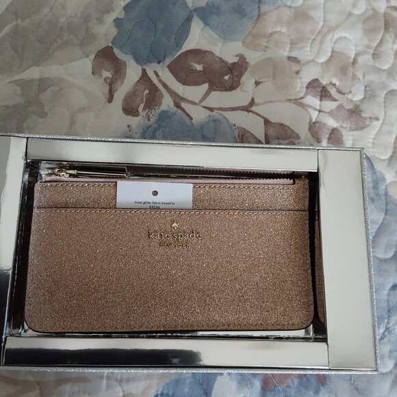 ***LOW START *** NWT/NIB Kate Spade Rose Gold Card Wallet - Picture 1 of 11